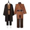 Men's Halloween Jedi Cosplay Costume Adults Obi-Wan Kenobi Tunic Hooded Robe Outfits Halloween Cosplay Uniform Full Set