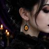 Niche Design Transparent Time Gem Jewelry 1 Pair Halloween Gothic Black Cat Earrings for Women, Vintage Durable Zinc Alloy Retro Dark Punk Style
