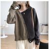 Autumn Winter Loose Casual Irregular Patchwork Buttons Sweater Women All-match Bottomed Knitting Pullover Top