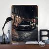 Black Matt Car On Street Poster Customized Wall Art Vintage Metal Signs Retro Tin Plaque for Man Cave Home Decor Living Room