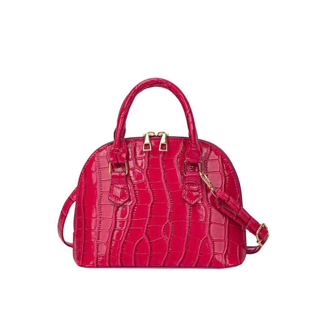 Solid Color Shell Bag Retro Crocodile Pattern Pu Leather Crossbody Bag Waterproof Shoulder Bag Women