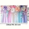 2D Floral Photo Backdrop, Pink Blue Purple Fabric Background for Baby Shower, Bridal Shower, Studio Photoshoot