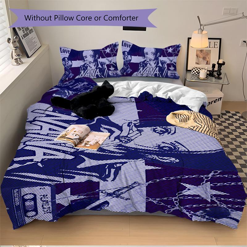 3Pcs Love Rebellion Bedding Set Soft Fabric Duvet Cover Pillowcases Home Xmas Halloween Gift 1 Duvet Cover 2 Pillowcase Es114