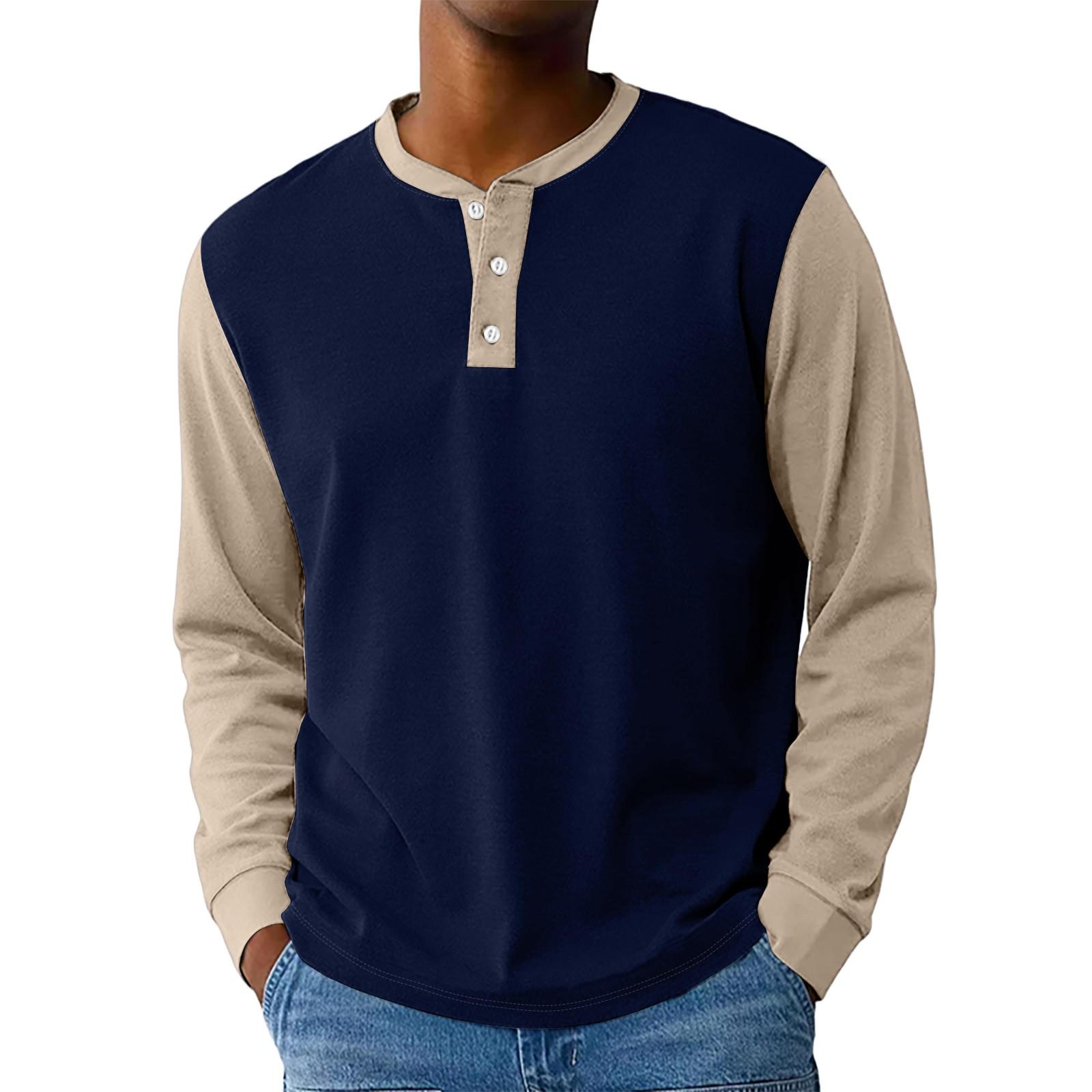 

Мужская свободная повседневная толстовка с длинными рукавами, лацканами и застежкой-молнией M тёмно-синий