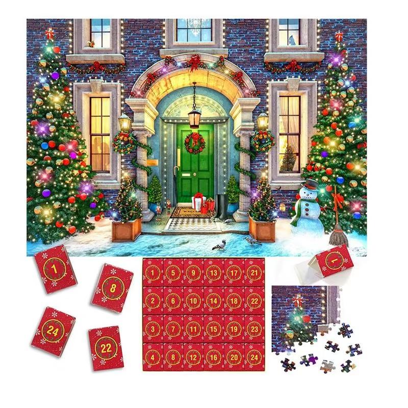 Non-Toxic Christmas Advent Calendar Jigsaw Puzzles Christmas Puzzle Toys Welcoming The Birth Of Jesus 1008Pcs Christmas Puzzles Countdown
