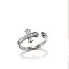Vintage Cross Diamond Ring for Women Retro Style Simple Punk Luxury Versatile Open Finger Ring Women's Personality Gift