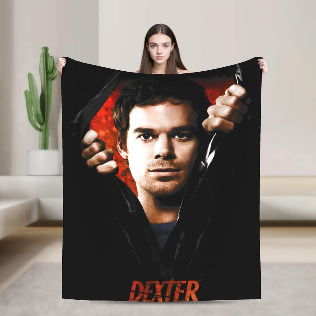Dexter Morgan Blood Never Lies Knitted Blankets Flannel  Lightweight Thin Throw Blanket for Bedroom Sofa Bedspread