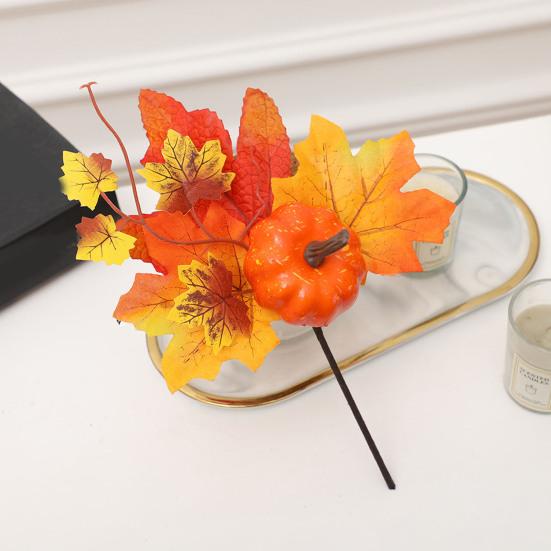 Fake Maple Leaf Long Lasting Easy To Maintain Artificial Pumpkins Maple Leaf for Harvest Thanksgiving Halloween Parties