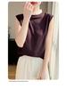 2026 Spring/Summer Women's Color Block Tencel Wool Organza Sleeveless Knit Vest