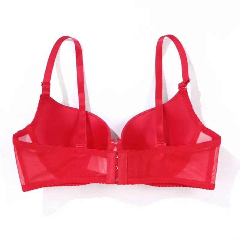 Women Small Size Pu Leather Push Up Sexy Bra Detachable Shoulder Strap Underwire Bra