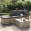 Vidaxl 4-Cz. Garden Lounge Set, Cushions, Grey PE Rattan