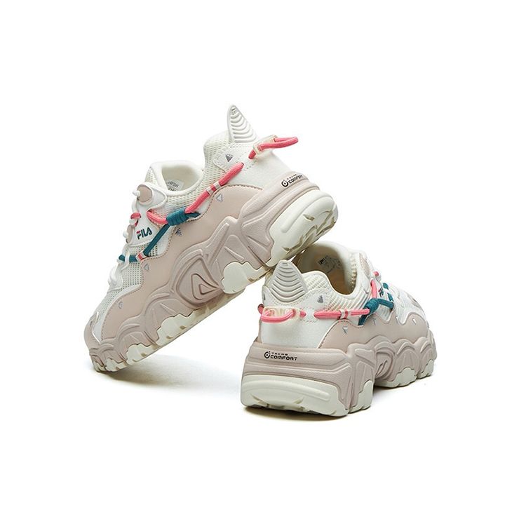 Fila Cat Paw 2.0 Fabric Synthetic Leather Round Toe Lace-Up Low-Top Dad Sneakers Women Sneakers Off-White F12W124144FSW