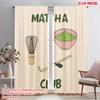 2pcs 2D Flat Printing Curtains Matcha Club Tea Set Fabric Without Electricity 0 Use for Photo Booth Props
