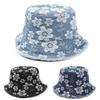 Washed Denim Fisherman Hat Frayed Brim Sunscreen Sun Cap Retro Cowboy Bucket Hats  Travel