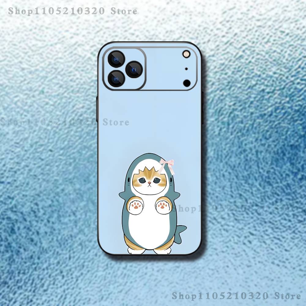 

Cute Cat Shark Phone Case For iPhone 17,16,15,14,13,12,11,Pro,Max,Plus,E,Air,Mini Protective Black Cover iPhone16e