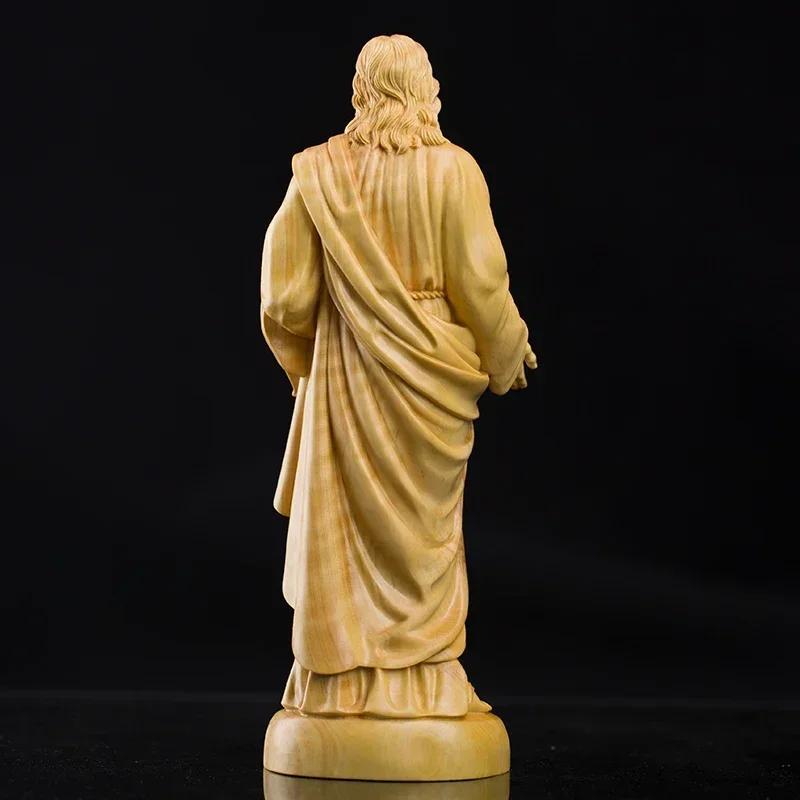 High 20.5cm Traditional Hand Carving Home Living Room Decor Wood Catholic Carving Jesus Ornaments