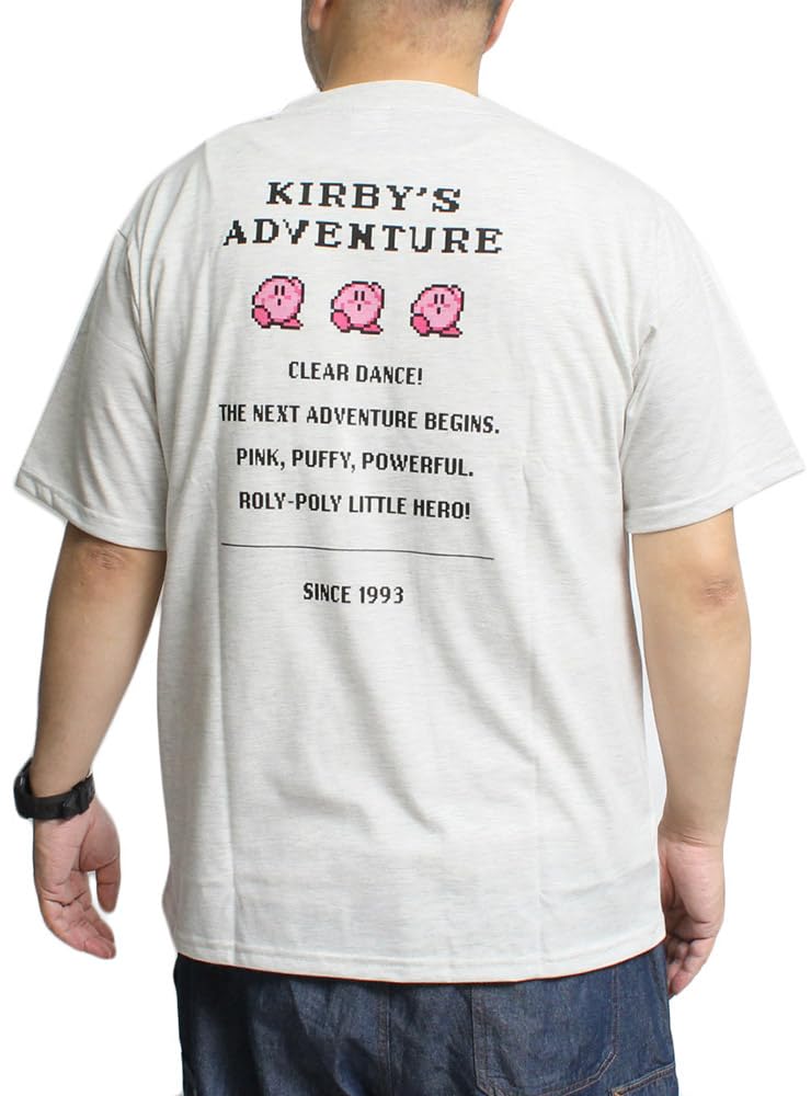 

Kirby of the Stars Men s Short Sleeve T-Shirt, Plus Size, Moisture-Wicking, Quick-Drying, Printed Crew Neck, Cut and Sewn, Size 3L, Oatmeal (90)