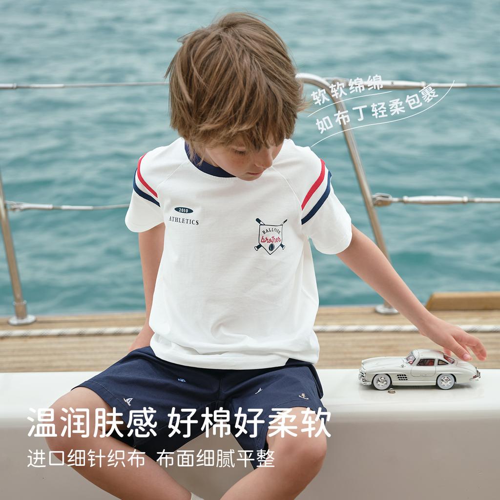 David Bella Children's Short-sleeved T-shirt Summer Boys' Pure Cotton Sports Top
