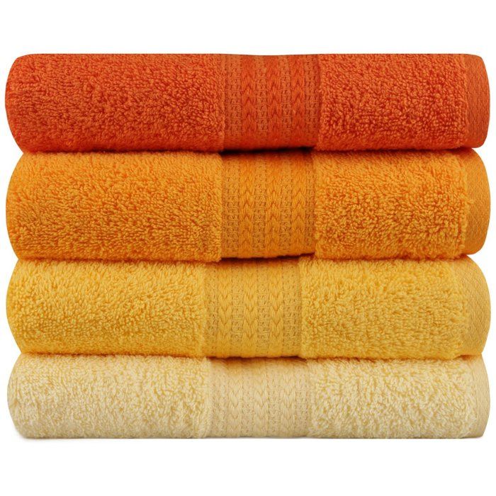 Ensemble de 4 serviettes a main - 50 x 90 cm - Jaune