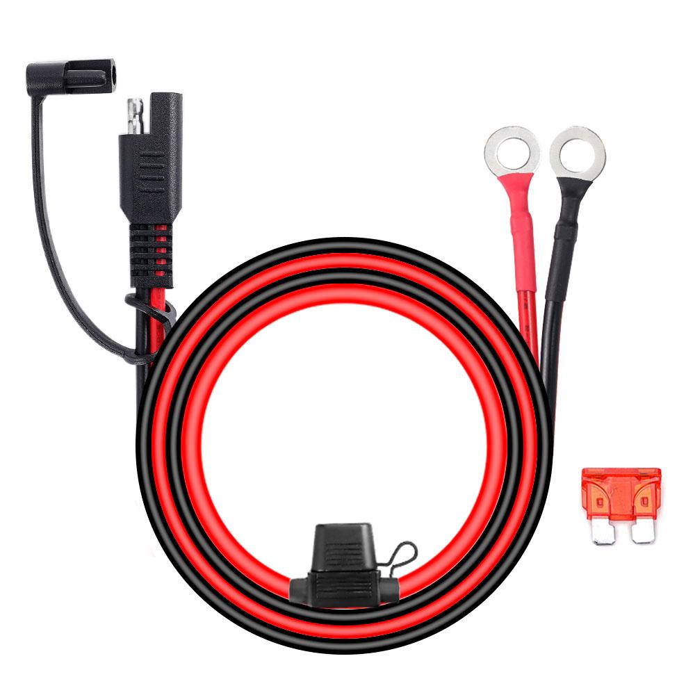 1-10 stuks 12V Motorfiets Batterijkabel SAE Naar O-ring Connectoren Snelle Verlengsnoer Kabel 18AWG Snoer Draad Met 10A Zekering Voor Batterijlader/Oplader 1 Piece black