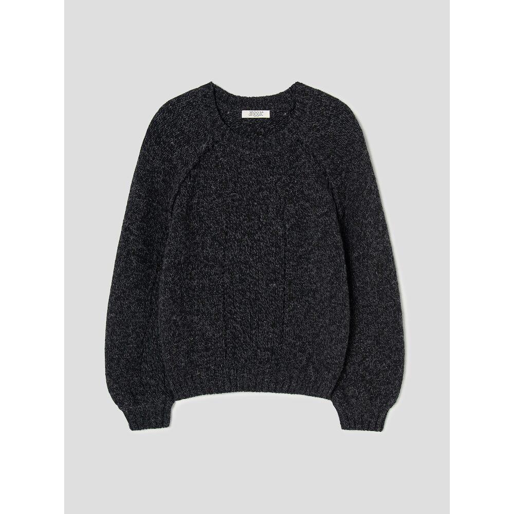 Anggae Wilted Knit Pullover Black