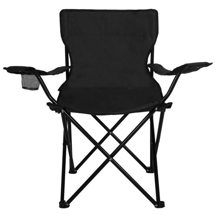Scaun de camping pliabil - Springos - Negru - Poliester 600D - Oțel - Sarcină 100 kg