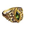 Retro Light Luxury Style Hollow Carving Retro Pattern Inlaid Marquise Green Zirconia Ring