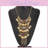 Vintage Coin Tassel Pendant Necklace With Multilayer Chain For Boho Style Women