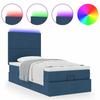 Ottoman Bed with Mattress & LEDs Blue 80x200 cm Fabric