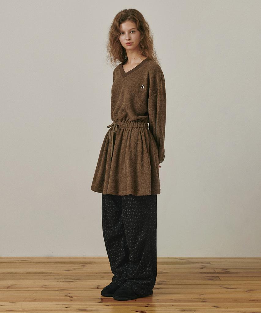 Belloel Banding Loose Dress Brown