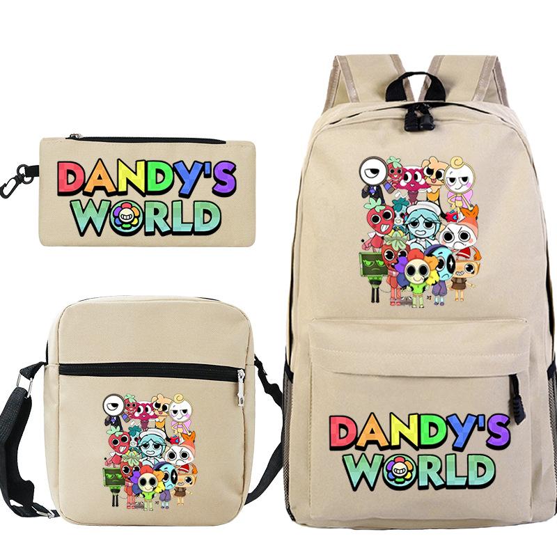 Neue Dandy-Welt Peripherie Druck Schultasche Student Lässige Federtasche Umhängetasche Dreiteiliges Set