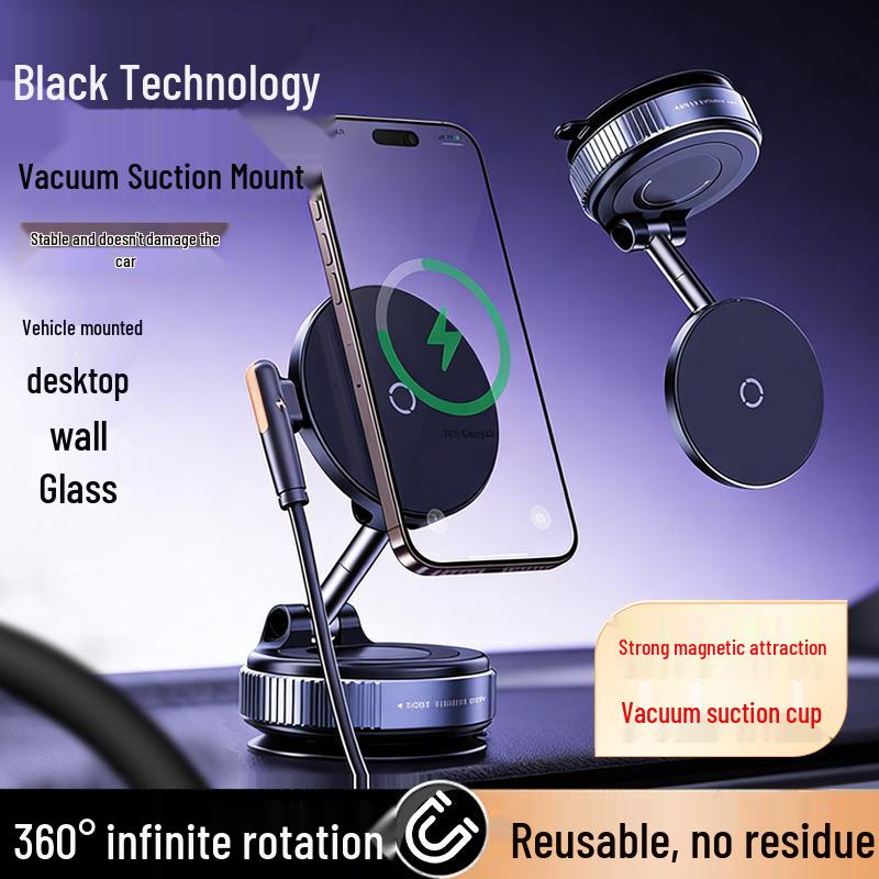 Universal Wireless Car Phone Holder with Navigation Mount, 360° Rotation & Suction Cup