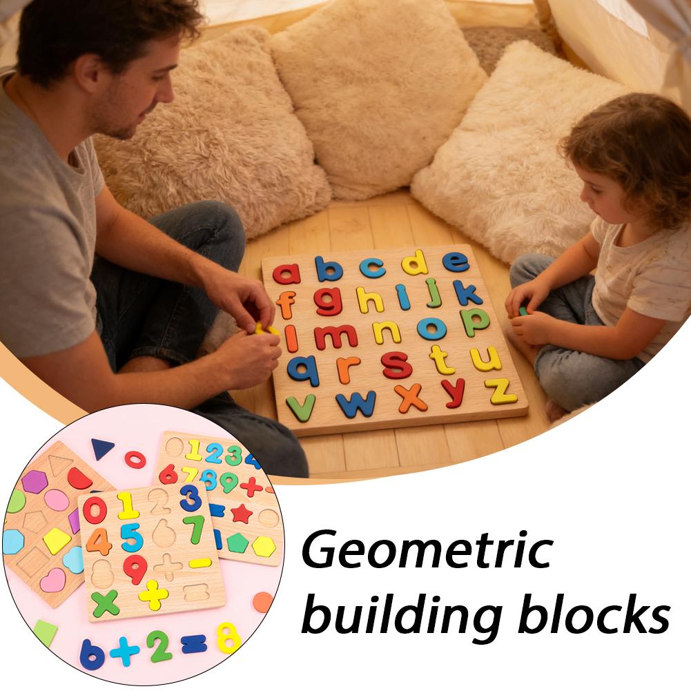 Kinder Kinder, Holz Zahlen Buchstaben Geometrische Formen Puzzle, Handheld Brettspiel Für Englisches Frühes Lernen Lernspiel Spielzeug Puzzlespielzeug T7j2
