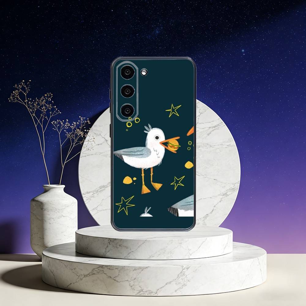 Funny S-Seagull Phone Case For Samsung Galaxy A73,A72,A71,A70,A53,A52,A51,Others Soft Black Cover