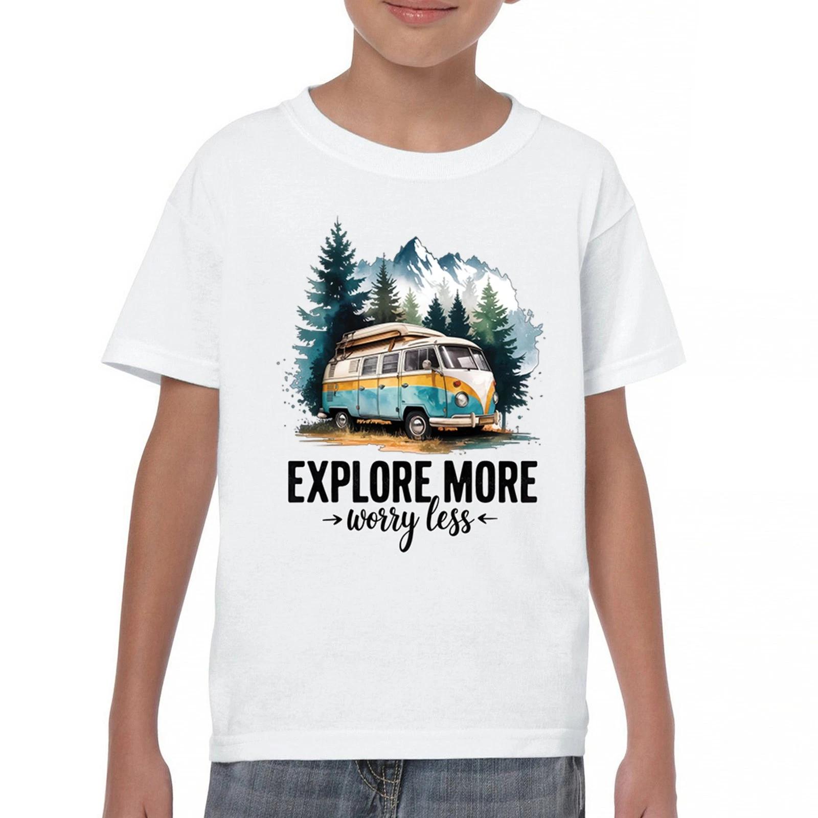 

Explore More Worry Less Youth kids boys T-Shirt Camping Trail Hiking Tent Life Kids 110