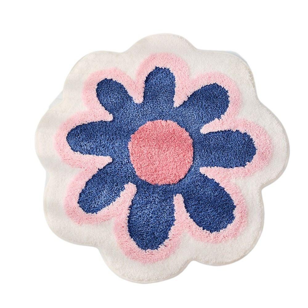 Round Floor Mat Anti-slip Rug Creative Flower Shaped Carpet  Bedside
