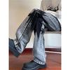 Snowflake Gray Tie-dye Micro-pull Jeans Men's Spring and Autumn Tide Brand American High Street Vibe Pants Slim-fit Narrow Straight-leg Pants