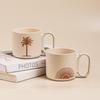 390ml Boho Ceramiczny Kubek Wzór Palma/Wschód Słońca Bezpieczny w Kuchence Mikrofalowej