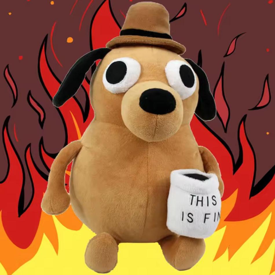 1/10pcs This Is Fine Meme Coffee Dog Plush Toy Soft Stuffed Doll Stuffed Plush Animals Kids Toy Gift for Children Boy Birthday
