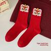 Socks Lady Big Red Socks Socks Spring Festival Red Socks Foot Cotton Socks Lady Tube Cartoon Cute