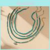 Trendy Geometric Turquoise Beaded Necklace For Women Elegant Minimalist Design