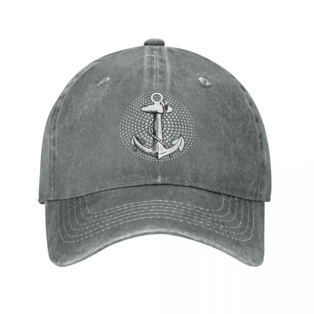 Anchor Unisex Style Baseball Cap Nautical Captain Distressed Denim Caps Hat Fashion Outdoor Summer Adjustable Fit Snapback Hat