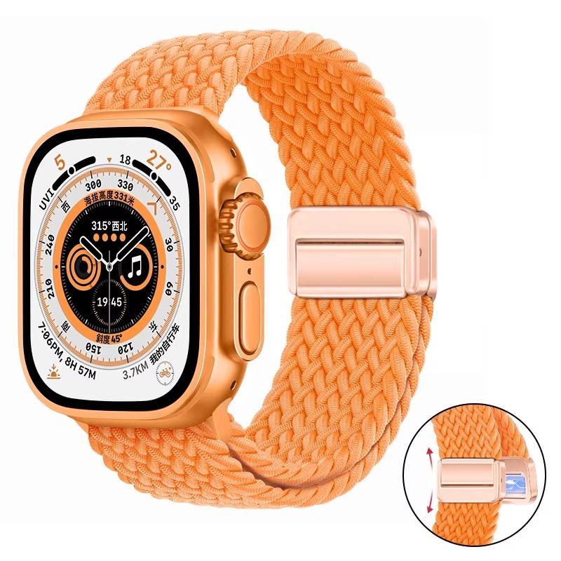 Nylon Braided Band For Apple Watch Series Ultra 3 2 1 49mm 11 10 46mm 42mm 9 8 7 45mm 41mm Magnetic Strap iWatch 6 5 SE 44/40mm Belt