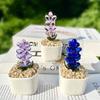 Falsk Kristallblomma Figurin Mini Handblåst Glas Krukväxt Prydnad för Hem Kontor Bord Dekor Gåvor för Bröllop Födelsedag Mors Dag
