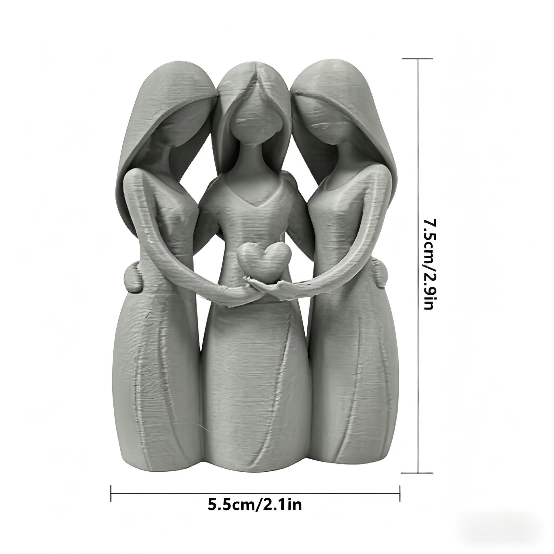 3D Printed Family of Four Sculpture - Warm Home Decor in PLA Material Family of Four Sculpture серый