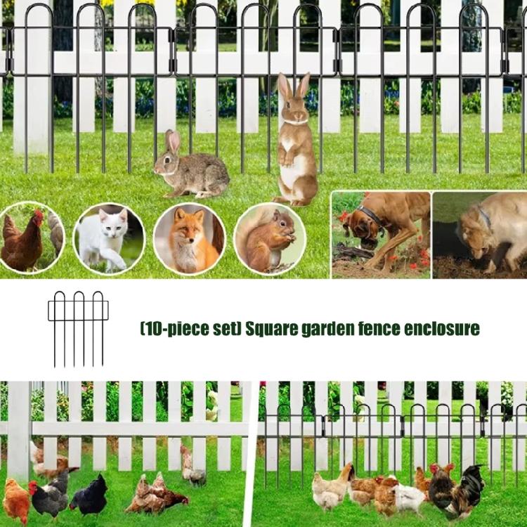 10Pcs Decorative Garden Fence 13x24Inch Square Metal Fence Panels Pet Dogs Animal Barrier for Outdoor Yard Decoration