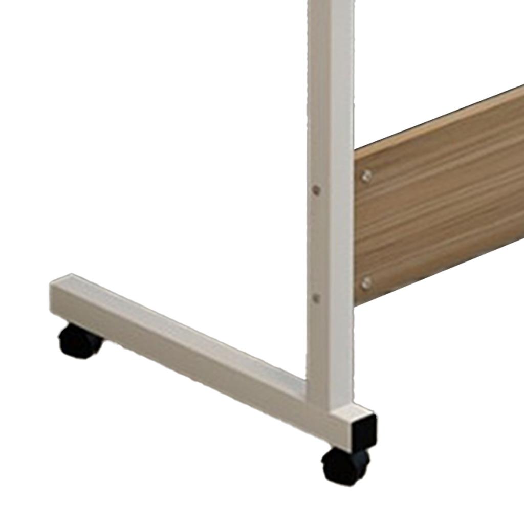 Liftable Bedside Table 60 X 40cm C Shape Metal Frame Mobile Laptop Desk for Home Sofa Walnut Color