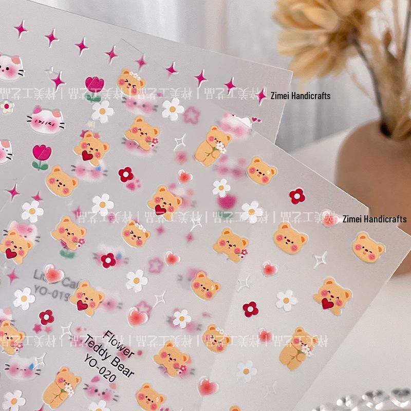 

3D Embossed Cute Animal Nail Stickers - Bears, Kittens, Puppies, Rabbits, Stars