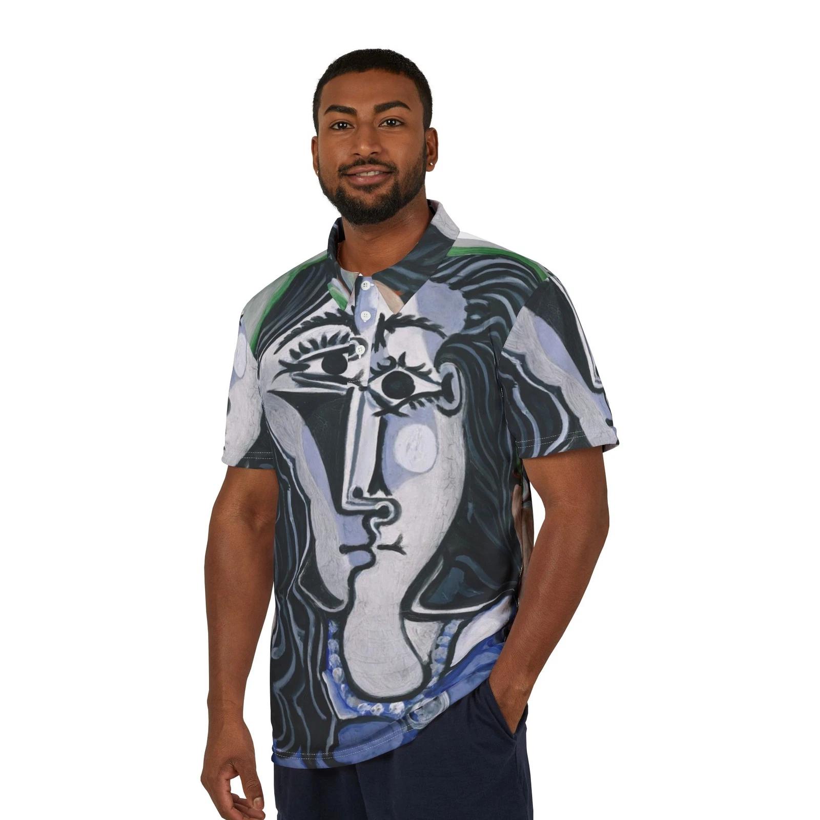

Picasso Head of Woman Unisex Polo Shirt (AOP) Men s Artist Painting GifT shirt XL