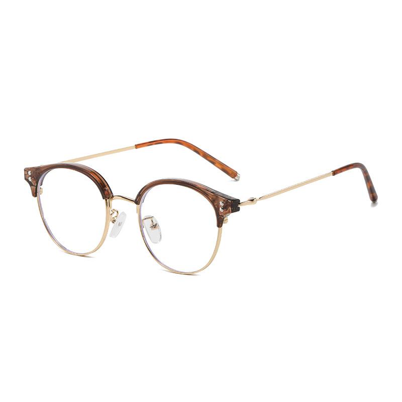 9381 Metal Frame Anti-Blue Glasses Eyebrow Frame Round Frame Glasses Literary Xiaoqing Can Be Matched With Myopia